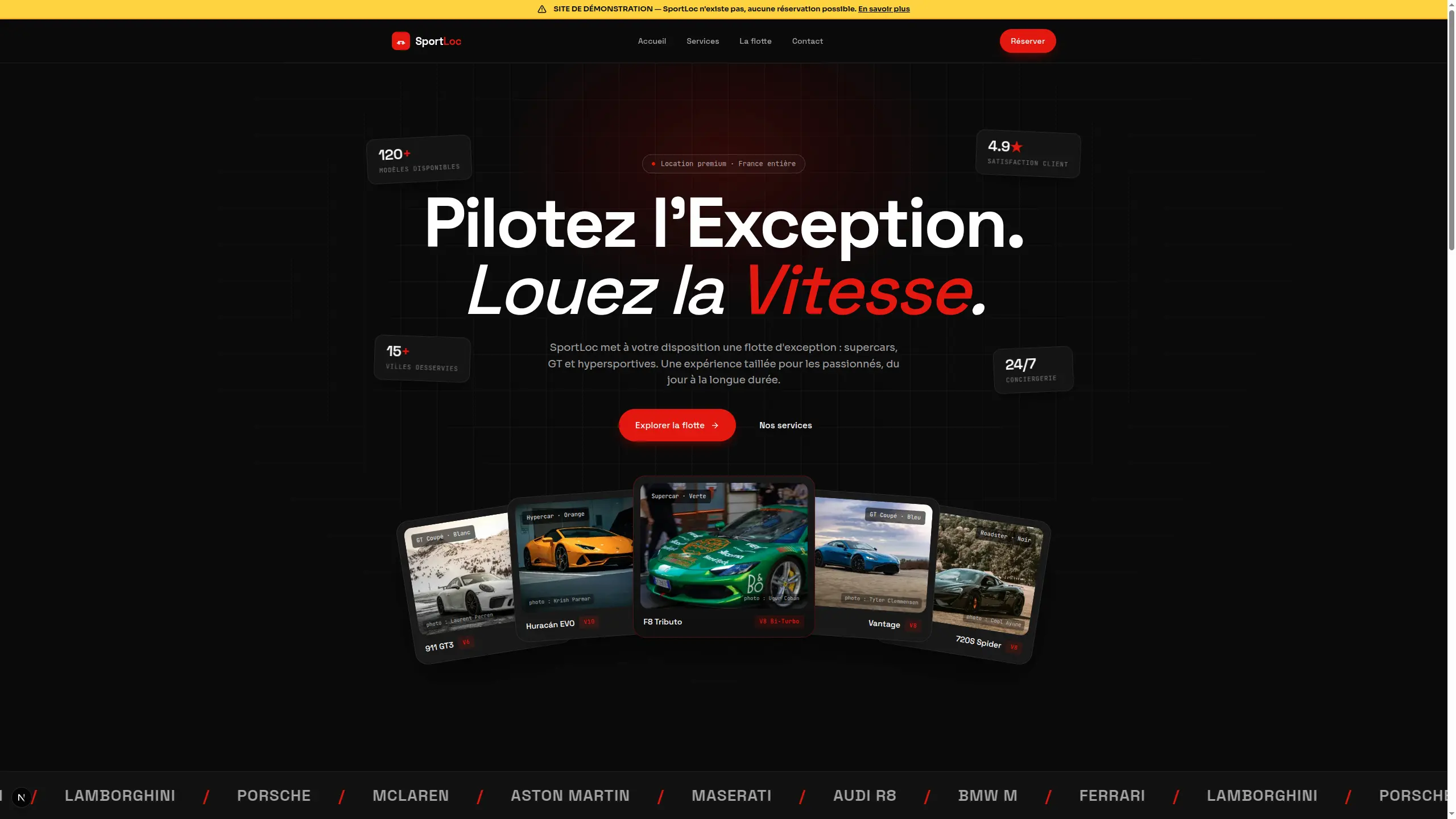 Aperçu du template Location de voitures de sport