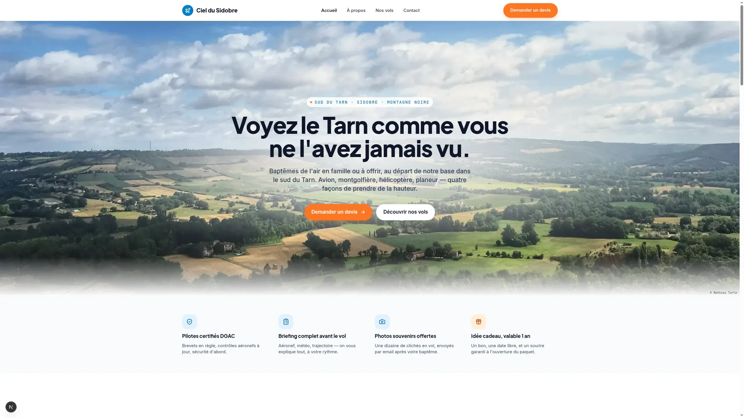 Aperçu du template Baptêmes de vol