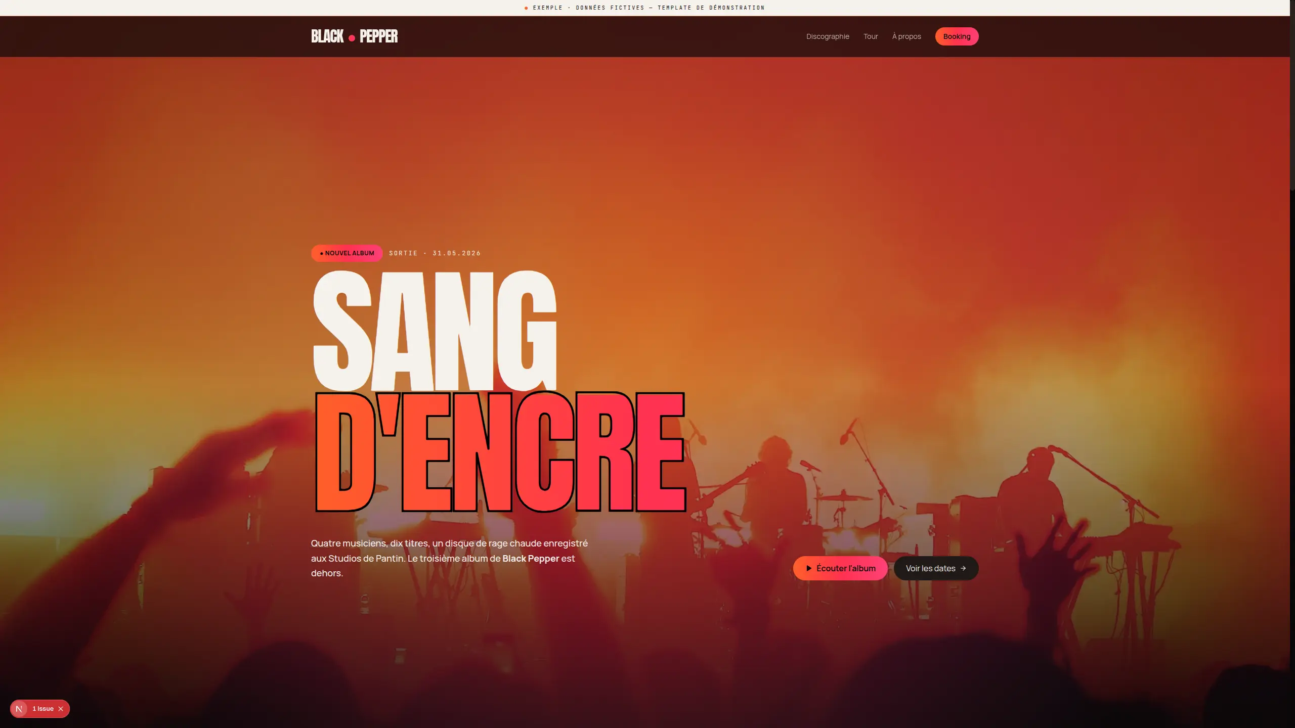 Aperçu du template Groupe de musique